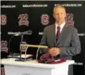  ?? SUBMITTED PHOTO - ONEIDA DAILY DISPATCH ?? Matt Karweck speaks during his introducto­ry news conference at Colgate on Wednesday, July 28.