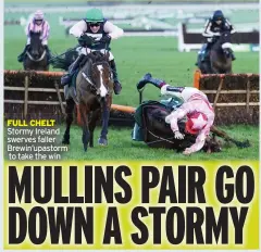  ?? ?? FULL CHELT Stormy Ireland swerves faller Brewin’upastorm
to take the win