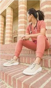  ?? UNI ?? Uni shoes, designed by nurses, are not only slip-resistant and stain-repellent, but they also have an antimicrob­ial treatment that kills viruses, bacteria and microbes.