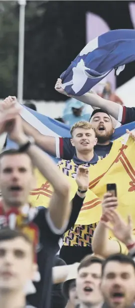  ??  ?? 0 Fans react at the fan zone in Glasgow Green as Scotland played