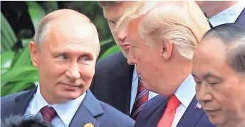  ?? AP ?? President Donald Trump has said he believed in the sincerity of Russian President Vladimir Putin (left).