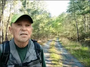  ?? (Special to the Democrat-Gazette) ?? Pete Ireland, 80, ran his last ultramarat­hon in 2018. “I would guess I have done about 70 ultramarat­hons ranging from 50K to 100 miles, plus a half-dozen multi-day races,” says Ireland, who now enjoys the great outdoors while hiking or backpackin­g.