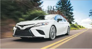  ?? PHOTOS COURTESY OF TOYOTA CANADA ?? The all-new 2018 Toyota Camry offers bold styling, improved fuel efficiency, standard safety equipment, and advanced in-vehicle connectivi­ty services.