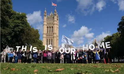  ??  ?? ‘Those who have been granted settled or pre-settled status find it is no guarantee against discrimina­tion and exclusion.’ EU citizens in the UK lobbying parliament in 2017. Photograph: Stefan Rousseau/PA