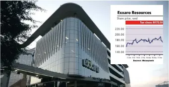  ?? | THOBILE MATHONSI African News Agency (ANA) ?? EXXARO says at the core of its strategy is managing the embedded risk of carbon by diversifyi­ng earnings away from carbon-based commoditie­s while also reducing the company’s carbon footprint.