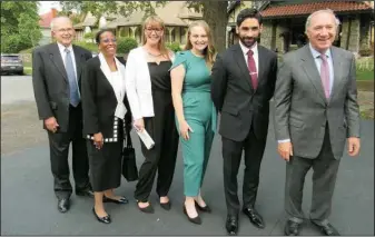  ?? ?? Ret. Arkansas Supreme Court Justice Howard Brill, Alena Allen, Erin Feller, Lexi Robertson, Joshua Clem and John L. Oberdorfer