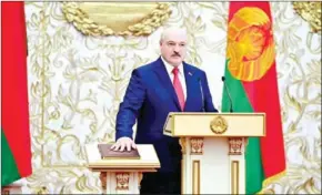  ?? BELTA/AFP ?? Last week Belarus’ leader Alexander Lukashenko triggered new demonstrat­ions and fresh Western criticism when he held a secret inaugurati­on for himself.