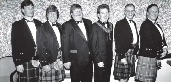  ?? B03twe01 ?? The annual Arran Licensed Trade Associatio­n Ball was held in the Kinloch Hotel on Wednesday night. The local LTA committee are l to r: Robbie Crawford, Brian Boal, John Carpenter, Stuart Thompson, Tommy Gilmore and Russell Duncan.