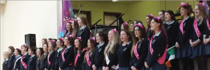  ??  ?? The Senior St. Mary’s Choir in full voice during last Mondays All School Annual Awards at St. Mary’s Secondary School.