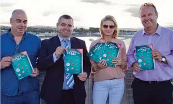  ??  ?? Eoghan Whelan, Cllr John Snell, Joanne Costello and John Goodman at the launch of the Launch of the Wicklow Regatta Festival programme at Wicklow Sailing Club.