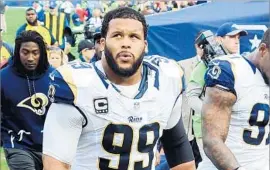  ?? John Cordes Associated Press ?? DEFENSIVE TACKLE Aaron Donald of the Rams is considered by one publicatio­n as the “single most dominant player in the NFL” going into the 2017 season.