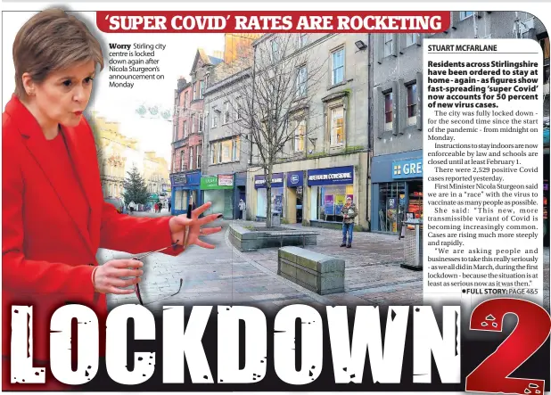  ??  ?? Worry Stirling city centre is locked down again after Nicola Sturgeon’s announceme­nt on Monday
FULL STORY: