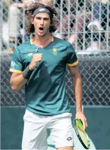  ?? | BackpagePi­x ?? LLOYD Harris in action during his Davis Cup match against Dimitar Kuzmanov at Kelvin Grove Club in Cape Town.