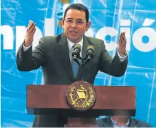  ?? AFP ?? PODER. El presidente Jimmy Morales ratificó ayer la prohibició­n de entrada al país del jefe de la Cicig.