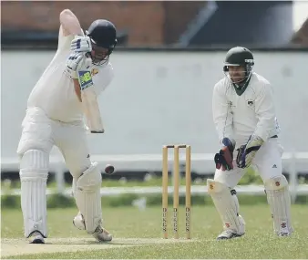  ??  ?? Sunderland batsman Daniel Sherben on the defence against South Shields last weekend.