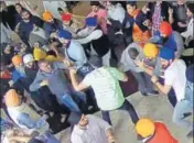  ??  ?? A video grab of the security camera showing the April 15 brawl at Greenwood gurdwara in the US.