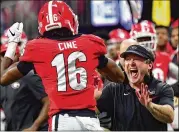  ?? HYOSUB SHIN/ AJC 2019 ?? UGA coach Kirby Smart says of Lewis Cine, “( We) challenged him in the leadership department. ... Lewis is one of those people that leads by example.”