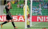  ?? PHOTO: GETTY IMAGES ?? Wellington Phoenix defender Tom Doyle rues a missed chance against Melbourne City.