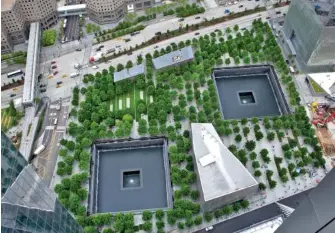  ?? AP FILE PHOTO/MARK LENNIHAN, FILE ?? The 9/11 Memorial and Museum are seen from an upper floor of 3 World Trade Center in New York.