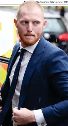  ??  ?? Free to fly: Ben Stokes outside court yesterday