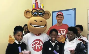  ?? SUPPLIED Picture: ?? INSPIRING VISIT: Penny the PnA mascot and Inspiring Youth Schools Campaign organiser Brad Taylor recently visited the Hope Schools senior phase pupils, bringing news of the newly launchedca­mpaign