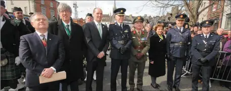  ??  ?? The 1916 Commemorat­ions in Enniscorth­y are described as being among Ambassador Jones’ proudest moments. Pictured at the event in 2016 are Brendan Howlin TD, John Carley of Wexford County Council, Minister Paul Kehoe, Chief Supt. John Roche, Major General, Kieran Brennan, Barbara Jones, Assistant Garda Commission­er Fintan Fanning and Supt. Jim Doyle.