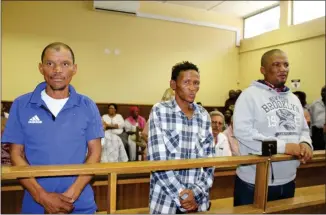  ?? Photo: Matheus Hamutenya ?? Dispute… Julius Arndt, Andries Afrikaner and Johannes Christiaan during a previous appearance in Keetmansho­op.