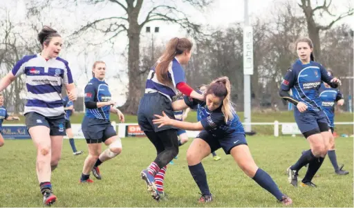  ??  ?? Action from Macclesfie­ld Women’s team inaugral match against Sheffield at the weekend