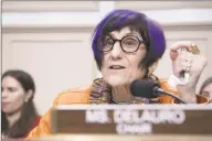  ?? Tasos Katopodis / Getty Images ?? U.S. Rep. Rosa DeLauro, D-Conn., chair of the House Appropriat­ions Subcommitt­ee on Labor, Health and Human Services, and Education, speaks during testimony by HHS Secretary Alex Azar on Feb. 26 in Washington, D.C. DeLauro is an outspoken critic of the government’s new policy to have hospitals report COVID-19 data daily to Azar’s department instead of the Centers for Disease Control and Prevention, where the informatio­n had been available to the public.