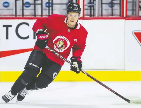  ?? ERROL MCGIHON ?? Recent acquisitio­n Vladislav Namestniko­v joined the Senators for his first practice Tuesday as the team prepares to host the Blues.