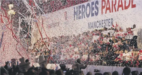  ??  ?? 2 Ticker-tape and red, white and blue chaff showers Team GB’S Olympic and Paralympic participan­ts at the end of the Manchester Olympic Heroes parade yesterday.