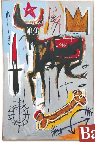  ??  ?? Alegórico. Acima, ‘Loin’ (1982); à dir., Basquiat em seu estúdio (1985); abaixo dele, ‘Old Cars’ (1981)