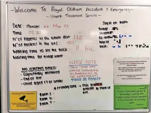  ?? ?? ● Waiting times of ‘11 hours’ were listed in A&E, says Muhammad