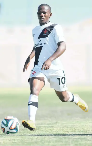  ?? GRANT PITCHER/GALLO IMAGES ?? EYE FOR GOAL: Vasco da Gama striker Stanley Muishond has been in great form recently, scoring three goals in the club’s last few games... coach Tony de Nobrega will be looking for more of the same in Saturday’s Cup tie against Maluti