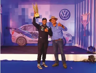  ??  ?? Dhruv Mohite won the 2018 edition of the Ameo Cup with a comfortabl­e lead in the front throughout the season. Sirish Vissa, head, VW Motorsport India is surely a delighted man