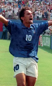  ??  ?? Amato Roberto Baggio ai mondiali del 1994