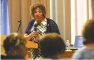  ?? STAFF FILE PHOTO BY ERIN O. SMITH ?? Rep. JoAnne Favors opens a community meeting June 1 at Dalewood Middle School in Chattanoog­a. Favors cautions Gov. Bill Haslam to include practicing physicians in a group he’s assembling to consider solutions to the opioid crisis.