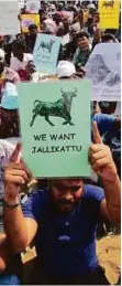  ?? AP ?? Protesters demanding Jallikattu in Chennai.