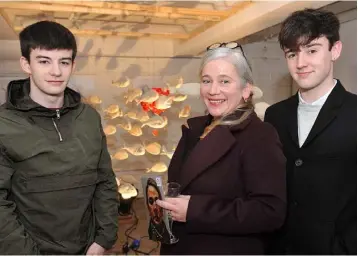  ??  ?? Cain, Leanne and Doire Mullen at Leanne’s ‘Drawing Breath’ exhibition held in An Táin.