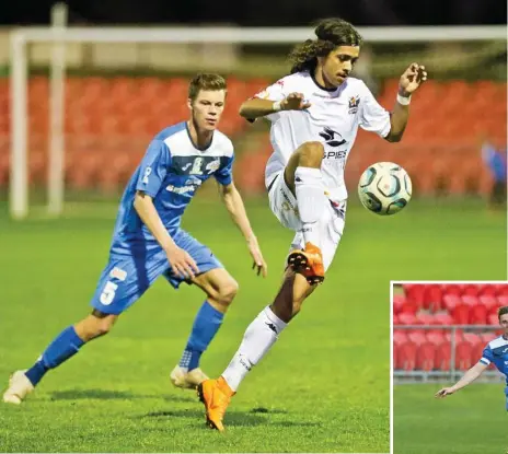  ?? Photo: Nev Madsen & Kevin Farmer ?? BACK ON BOARD: South West Queensland Thunder Wade Hall (left) and 2018 captain Jacob Bigby (inset) have re-signed with the NPL club for the 2019 season.