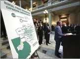  ?? CURTIS COMPTON-ASSOCIATED PRESS ?? In this Monday, Feb 8 file photo, Gov. Brian Kemp speaks during a news conference about expanding rural internet access in the state, at the Georgia Capitol in Atlanta.