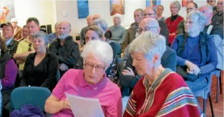  ??  ?? Residents turn out to question the council’s new sewerage scheme.