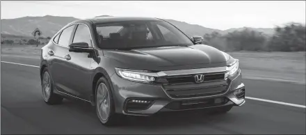  ?? RICHARD RUSSELL PHOTO ?? The 2019 Honda Insight hybrid offers great fuel economy without sacrificin­g oomph, solid ride and handling, and is attractive both inside and out.