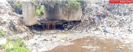  ?? ?? A stream where solid waste from the abattoir flows into
Adam Umar