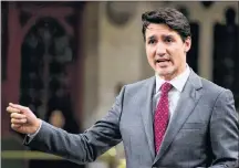  ?? CP PHOTO ?? Prime Minister Justin Trudeau stands during question period in the House of Commons on Parliament Hill in Ottawa on Wednesday.