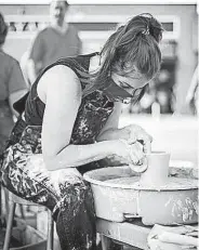  ?? ERIECH TAPIA ?? Amelia Synan throws pottery during a demonstrat­ion at the August VIBES event.