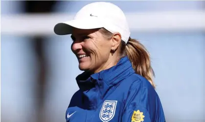  ?? Naomi Baker/The FA/Getty Images ?? Sarina Wiegman pictured at an England training session on Friday as they prepare for Sunday’s World Cup final against Spain. Photograph: