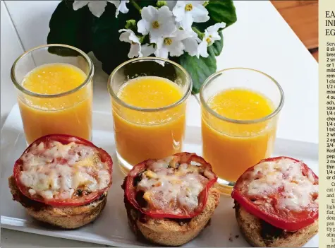  ?? J.M. HIRSCH/AP PHOTO ?? These savory egg, meat and vegetable treats are ideal for a Mother’s Day breakfast in bed because they are easy to eat and can be prepped the night before.