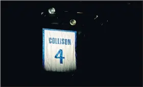  ?? [BRYAN TERRY/THE OKLAHOMAN] ?? Nick Collison's jersey number is seen in the rafters at Chesapeake Energy Arena.