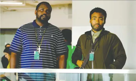  ?? Guy D’ALEMA/FX ?? The award-winning series Atlanta, which stars Brian Tyree Henry, left, and Donald Glover, takes a subtle approach that hasn’t been the norm for most small-screen programs that have grappled with the issue of police violence over the past several decades.